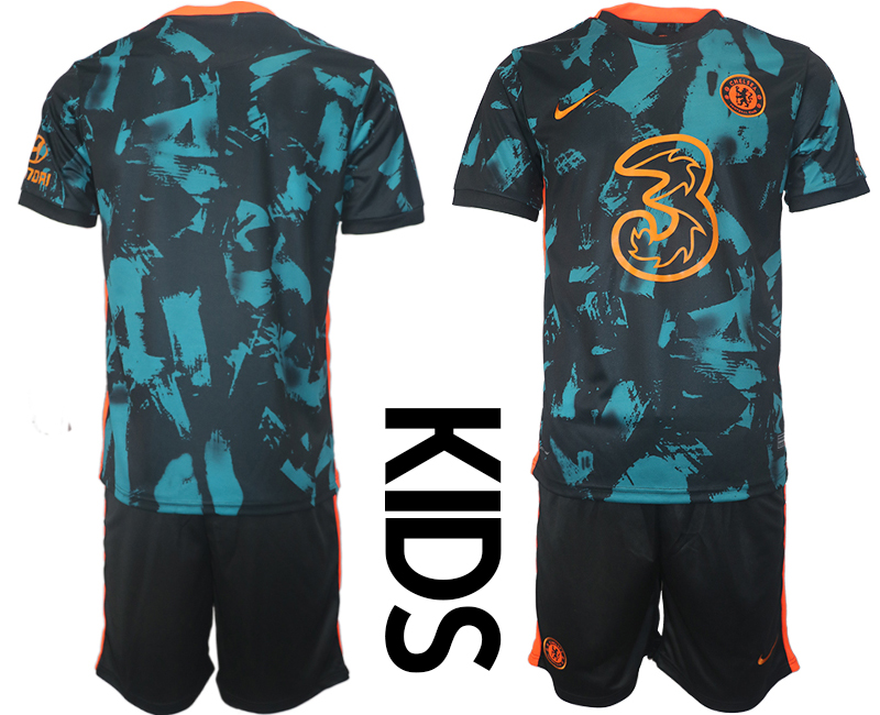 Youth 2021-2022 Club Chelsea FC away black blank Soccer Jersey->youth soccer jersey->Youth Jersey